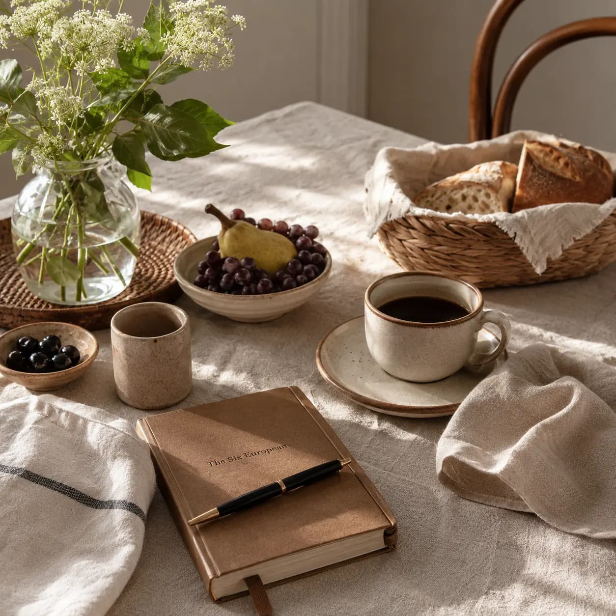 Weekend table scene with natural textures