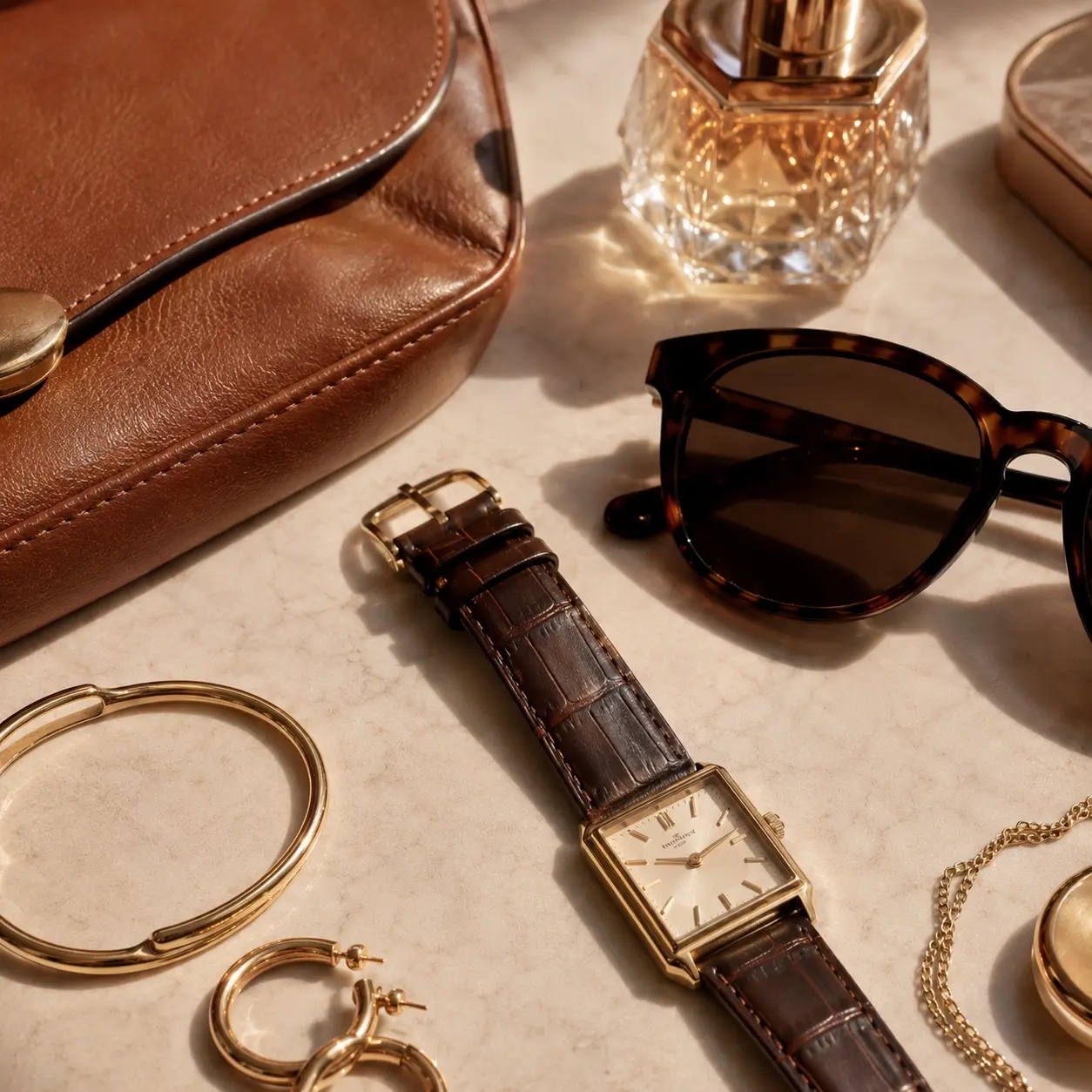 Editorial accessory detail in warm light